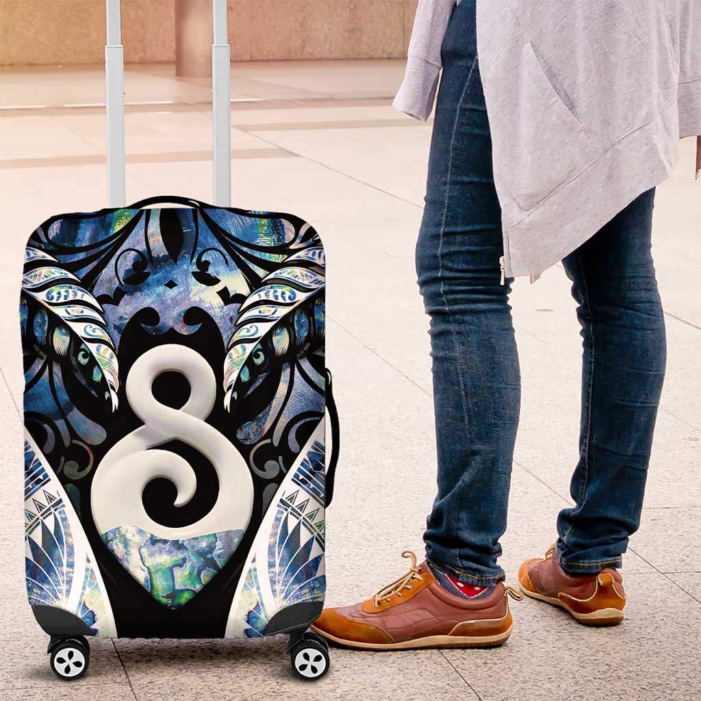 New Zealand Aotearoa Luggage Cover Pikorua Single Twist Green Paua Shell