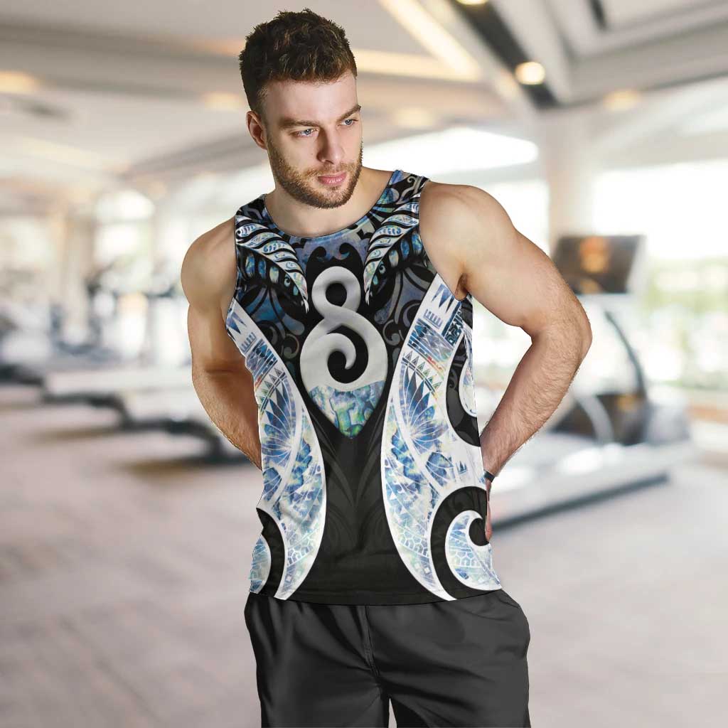 New Zealand Aotearoa Men Tank Top Pikorua Single Twist Green Paua Shell