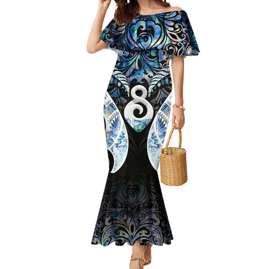 New Zealand Aotearoa Mermaid Dress Pikorua Single Twist Green Paua Shell