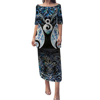 New Zealand Aotearoa Puletasi Pikorua Single Twist Green Paua Shell DT05 Long Dress Green - Polynesian Pride