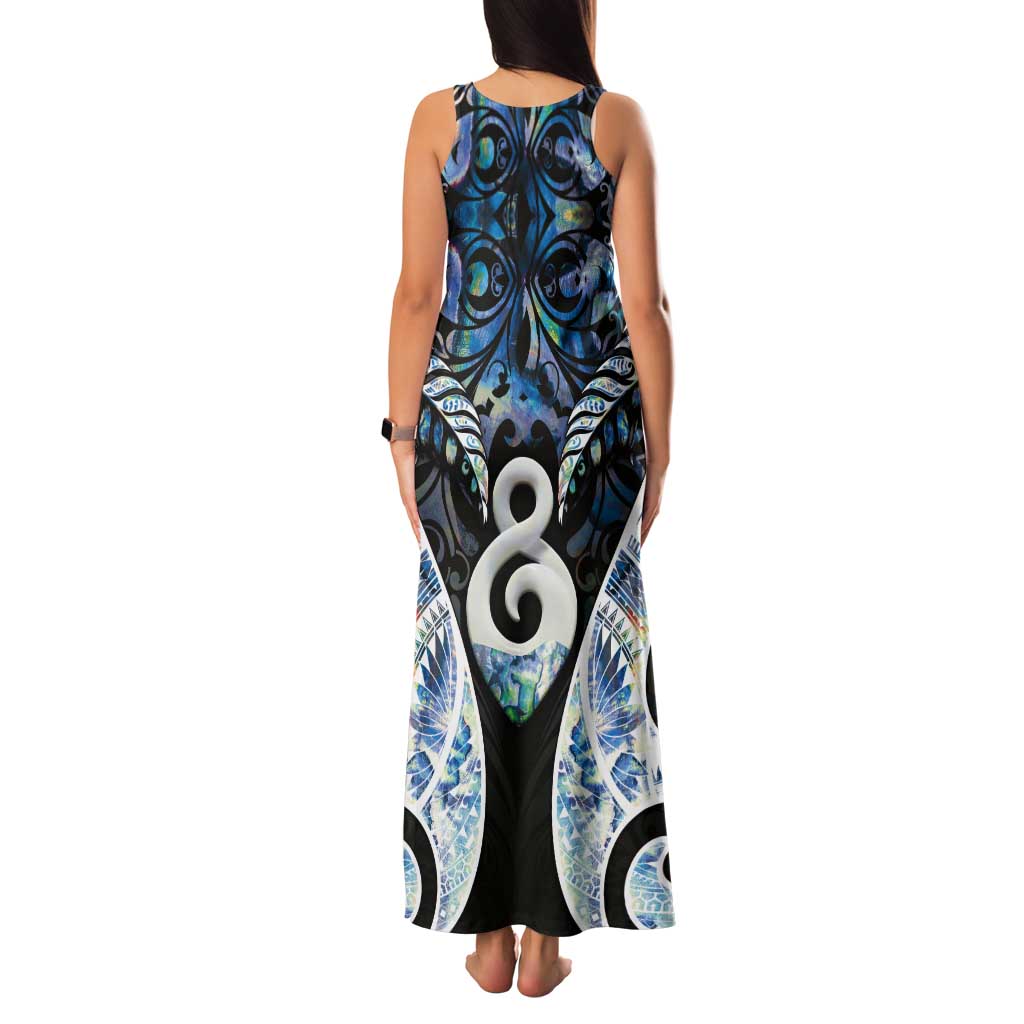 New Zealand Aotearoa Tank Maxi Dress Pikorua Single Twist Green Paua Shell