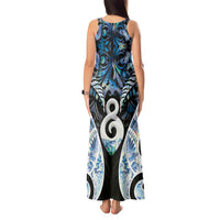 New Zealand Aotearoa Tank Maxi Dress Pikorua Single Twist Green Paua Shell