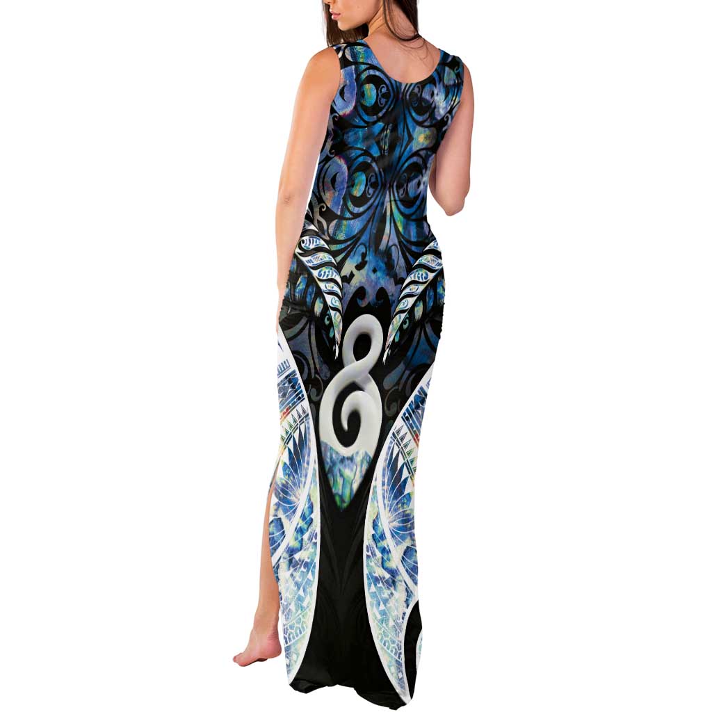 New Zealand Aotearoa Tank Maxi Dress Pikorua Single Twist Green Paua Shell