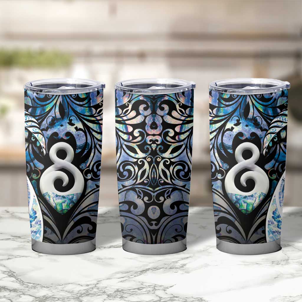 New Zealand Aotearoa Tumbler Cup Pikorua Single Twist Green Paua Shell