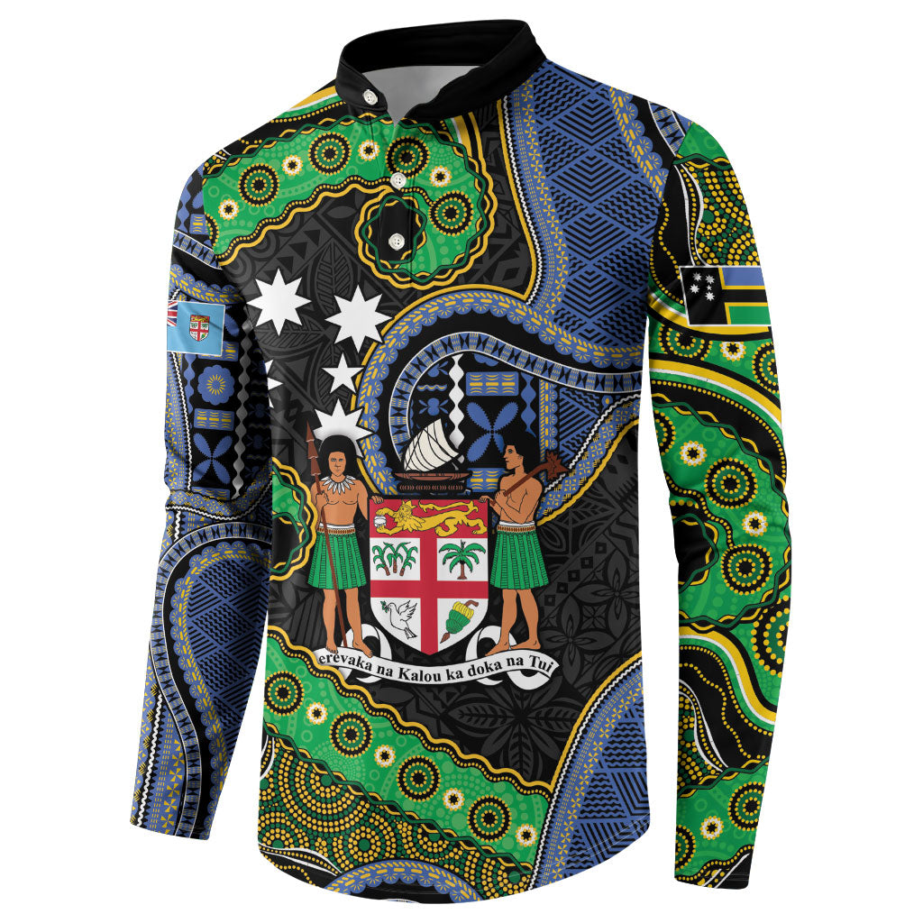 South Sea Islanders And Fiji Button Sweatshirt Fijian Coat Of Arms And Southern Cross DT05 - Polynesian Pride