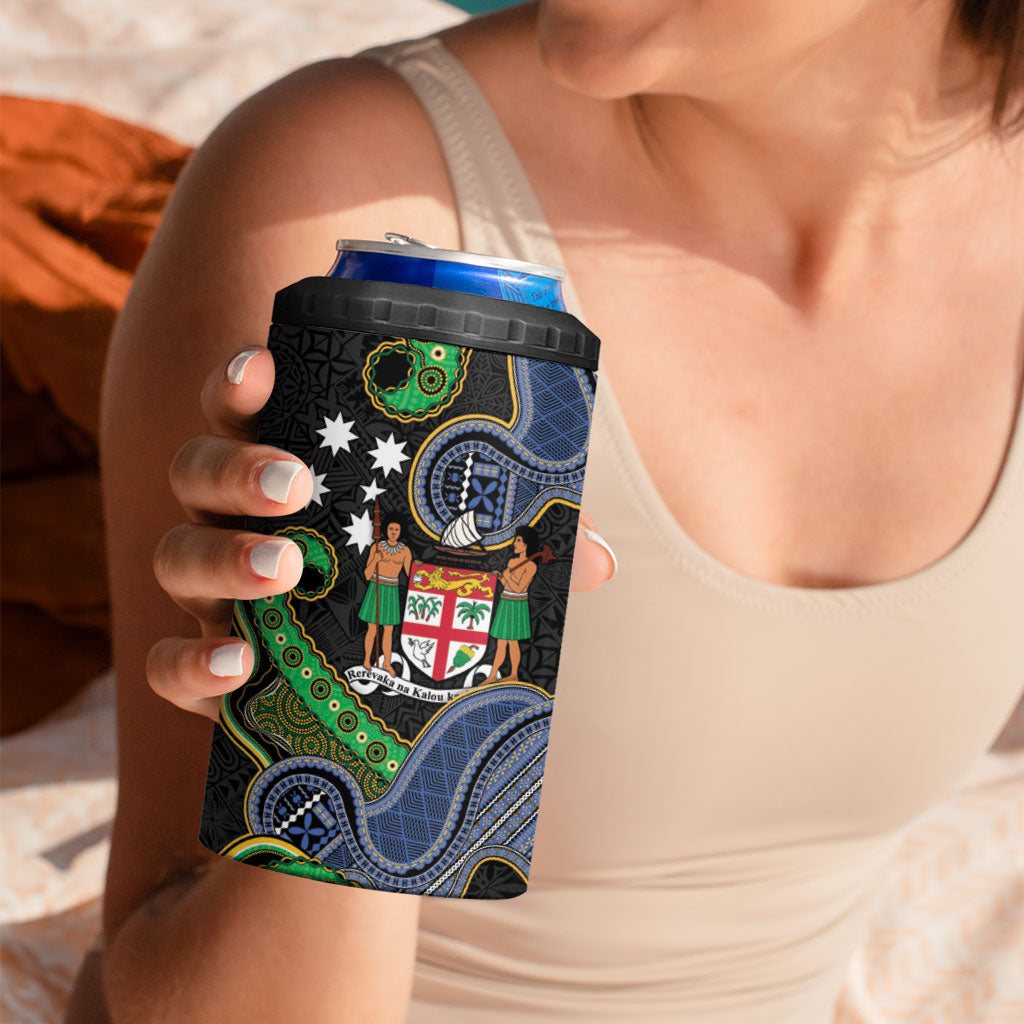 South Sea Islanders And Fiji 4 in 1 Can Cooler Tumbler Fijian Coat Of Arms And Southern Cross DT05 - Polynesian Pride