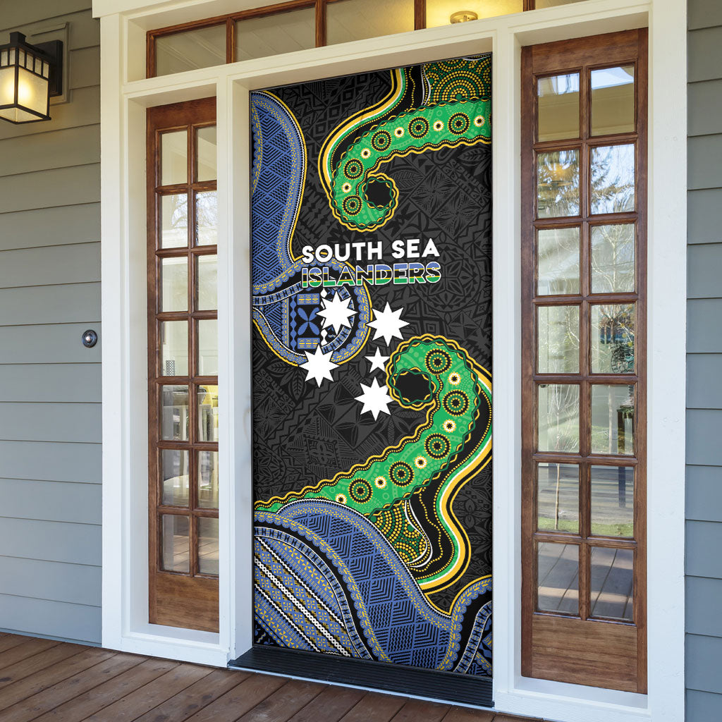 South Sea Islanders And Fiji Door Cover Fijian Coat Of Arms And Southern Cross DT05 - Polynesian Pride