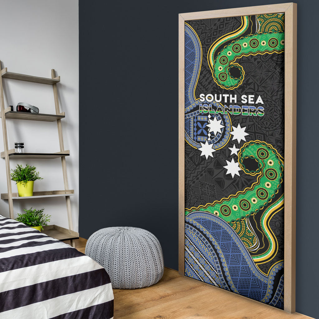 South Sea Islanders And Fiji Door Cover Fijian Coat Of Arms And Southern Cross DT05 - Polynesian Pride