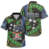 South Sea Islanders And Fiji Family Matching Mermaid Dress and Hawaiian Shirt Fijian Coat Of Arms And Southern Cross DT05 Son's Shirt Black - Polynesian Pride