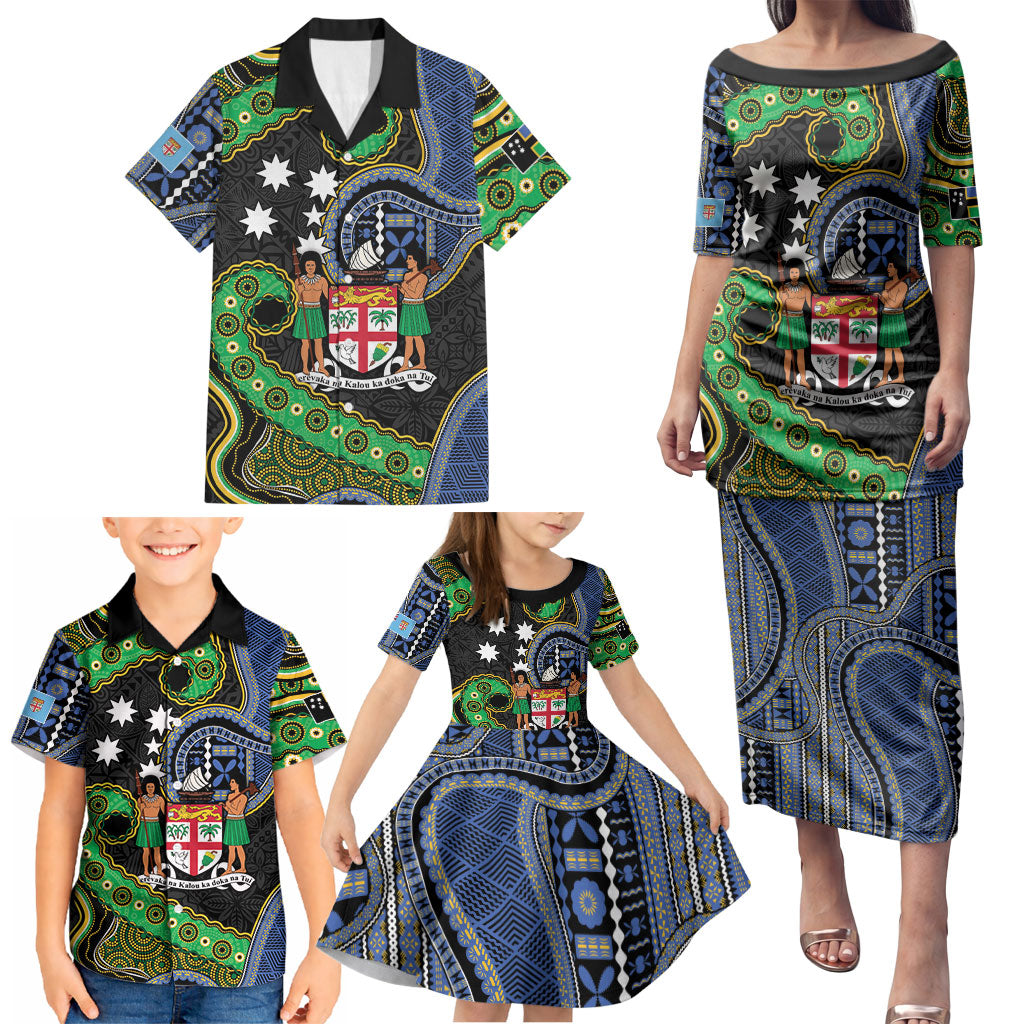 South Sea Islanders And Fiji Family Matching Puletasi and Hawaiian Shirt Fijian Coat Of Arms And Southern Cross DT05 - Polynesian Pride