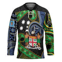 South Sea Islanders And Fiji Hockey Jersey Fijian Coat Of Arms And Southern Cross DT05 Unisex Black - Polynesian Pride