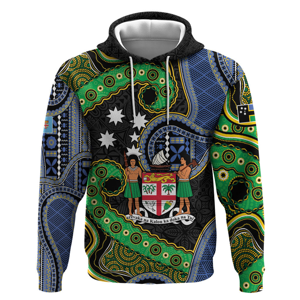 South Sea Islanders And Fiji Hoodie Fijian Coat Of Arms And Southern Cross DT05 Pullover Hoodie Black - Polynesian Pride