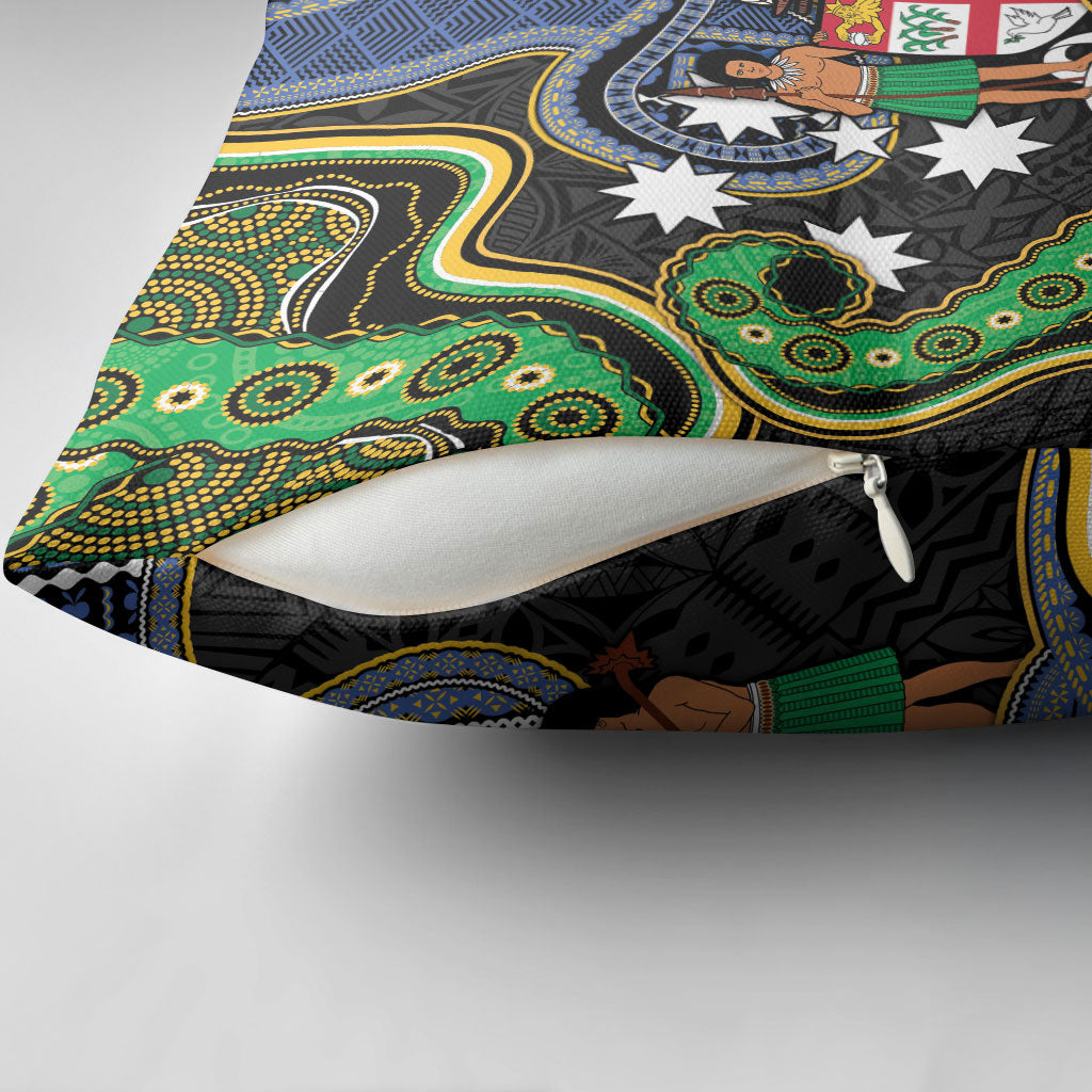 South Sea Islanders And Fiji Pillow Cover Fijian Coat Of Arms And Southern Cross DT05 - Polynesian Pride