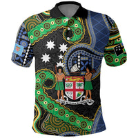 South Sea Islanders And Fiji Polo Shirt Fijian Coat Of Arms And Southern Cross DT05 Black - Polynesian Pride