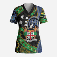 South Sea Islanders And Fiji Scrub Top Fijian Coat Of Arms And Southern Cross DT05 Adult Black - Polynesian Pride