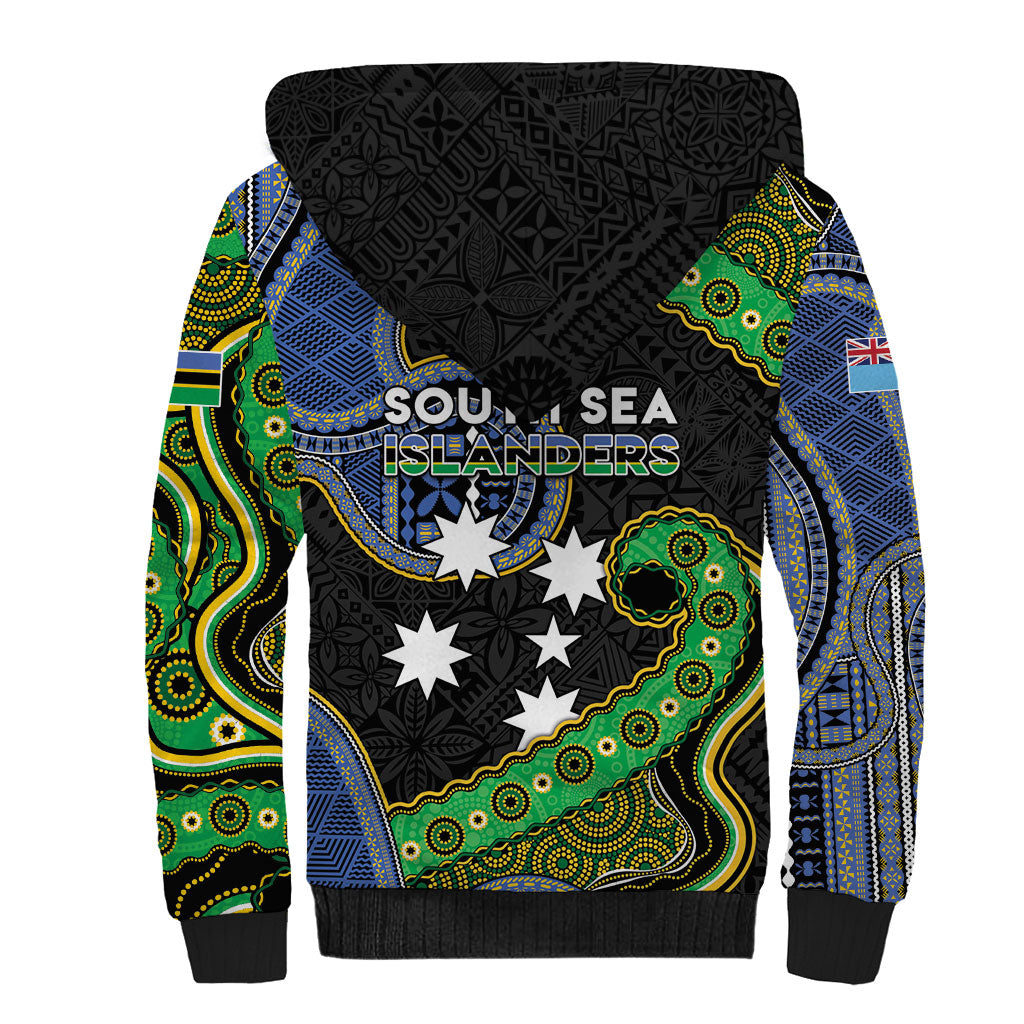 South Sea Islanders And Fiji Sherpa Hoodie Fijian Coat Of Arms And Southern Cross DT05 - Polynesian Pride