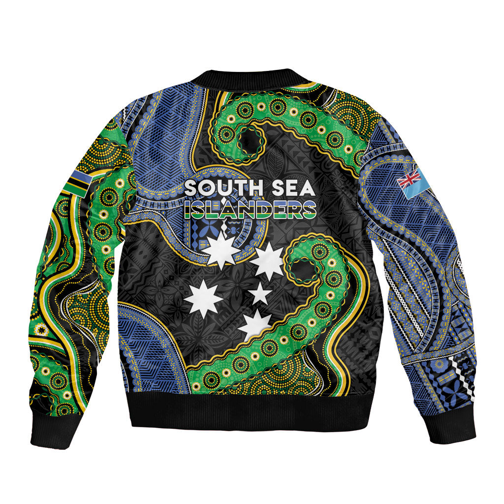South Sea Islanders And Fiji Sleeve Zip Bomber Jacket Fijian Coat Of Arms And Southern Cross DT05 - Polynesian Pride