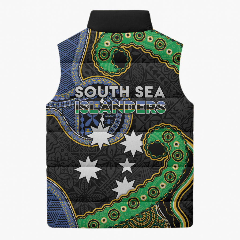 South Sea Islanders And Fiji Sleeveless Puffer Jacket Fijian Coat Of Arms And Southern Cross DT05 - Polynesian Pride