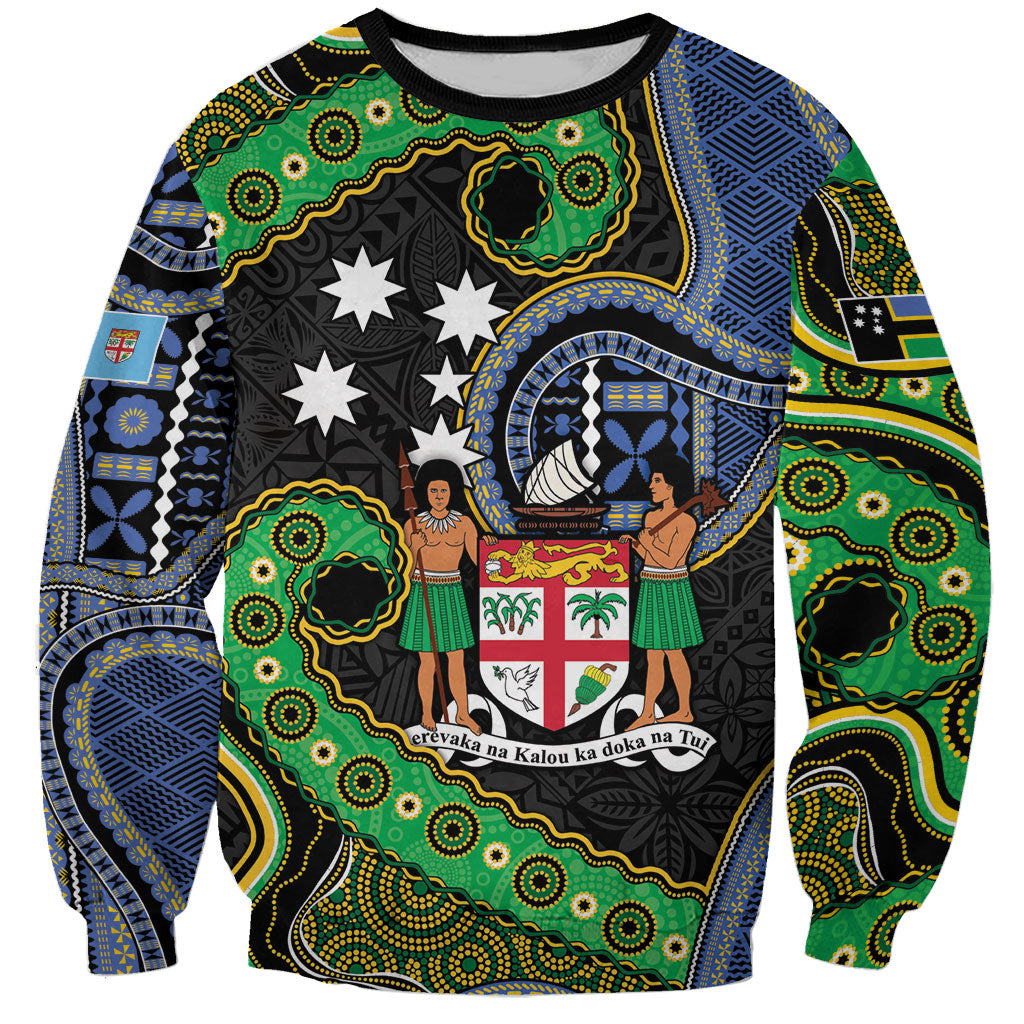 South Sea Islanders And Fiji Sweatshirt Fijian Coat Of Arms And Southern Cross DT05 Unisex Black - Polynesian Pride