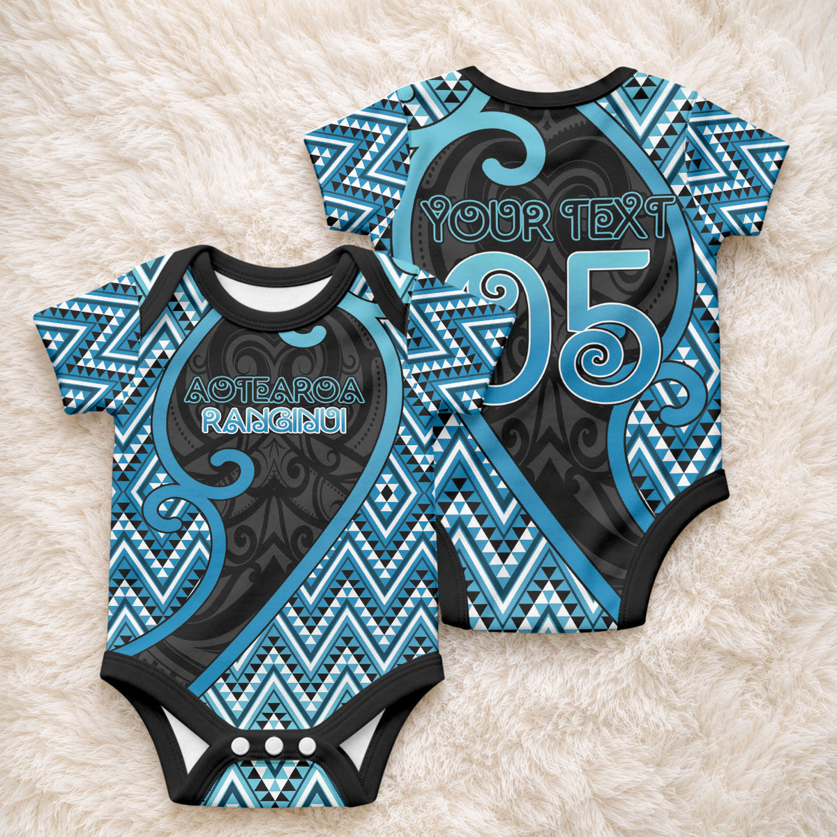 Custom Aotearoa Atua Ranginui Baby Onesie Maori Sky Father Koru Patterns DT05 - Polynesian Pride
