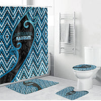 Aotearoa Atua Ranginui Bathroom Set Maori Sky Father Koru Patterns DT05 Bathroom Set (4 pcs) Blue - Polynesian Pride