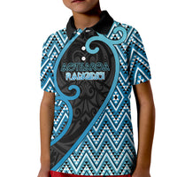Custom Aotearoa Atua Ranginui Kid Polo Shirt Maori Sky Father Koru Patterns DT05 Kid Blue - Polynesian Pride