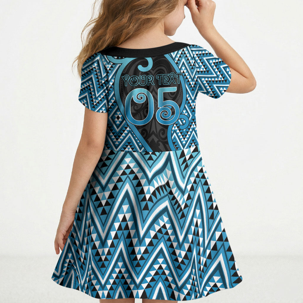 Custom Aotearoa Atua Ranginui Kid Short Sleeve Dress Maori Sky Father Koru Patterns DT05 - Polynesian Pride