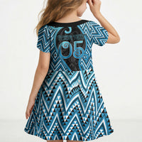 Custom Aotearoa Atua Ranginui Kid Short Sleeve Dress Maori Sky Father Koru Patterns DT05 - Polynesian Pride