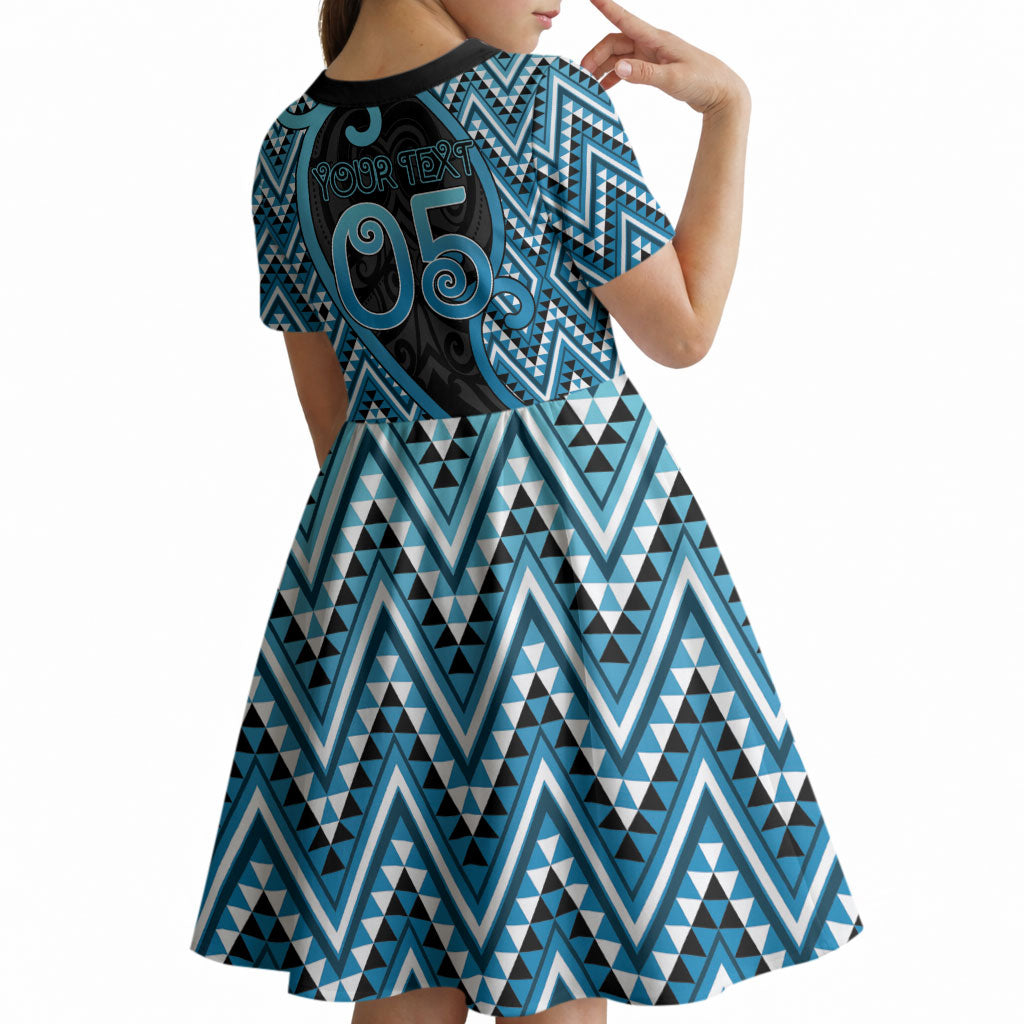 Custom Aotearoa Atua Ranginui Kid Short Sleeve Dress Maori Sky Father Koru Patterns DT05 - Polynesian Pride