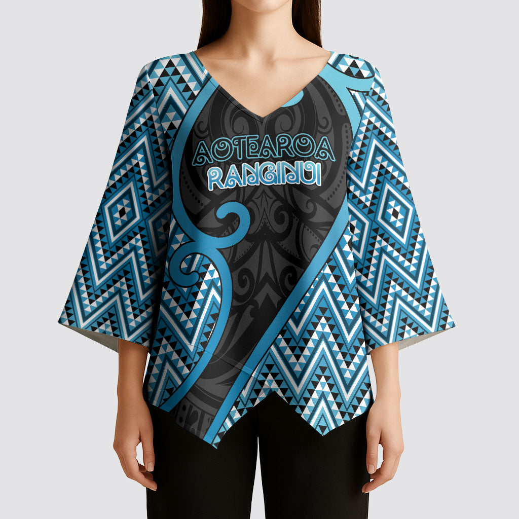 Custom Aotearoa Atua Ranginui Kimono Sleeve Blouse Maori Sky Father Koru Patterns DT05 - Polynesian Pride