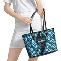 Aotearoa Atua Ranginui Leather Tote Bag Maori Sky Father Koru Patterns DT05 - Polynesian Pride