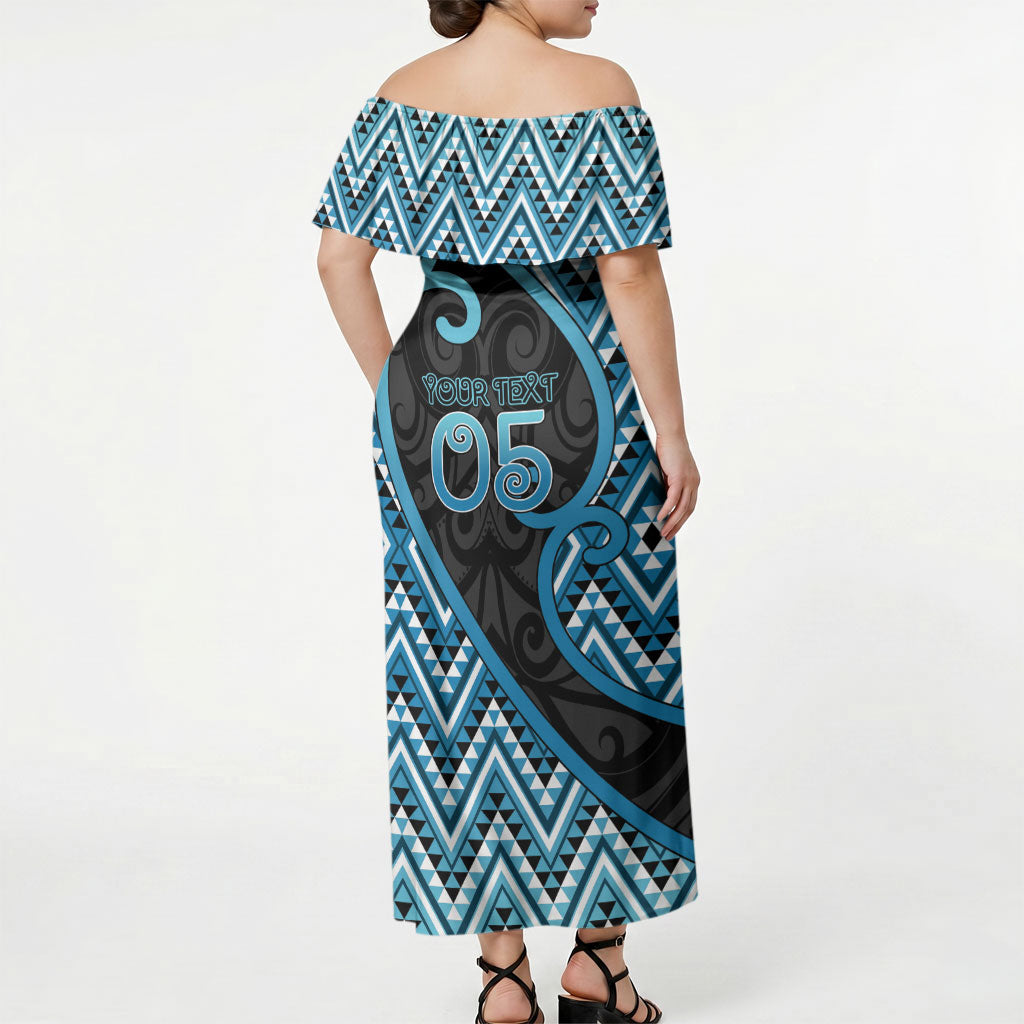 Custom Aotearoa Atua Ranginui Off Shoulder Maxi Dress Maori Sky Father Koru Patterns DT05 - Polynesian Pride