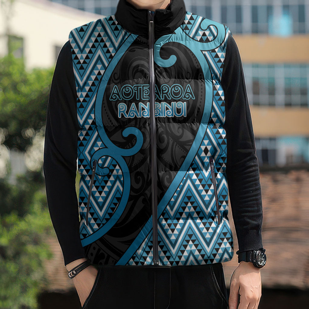Custom Aotearoa Atua Ranginui Sleeveless Puffer Jacket Maori Sky Father Koru Patterns DT05 - Polynesian Pride