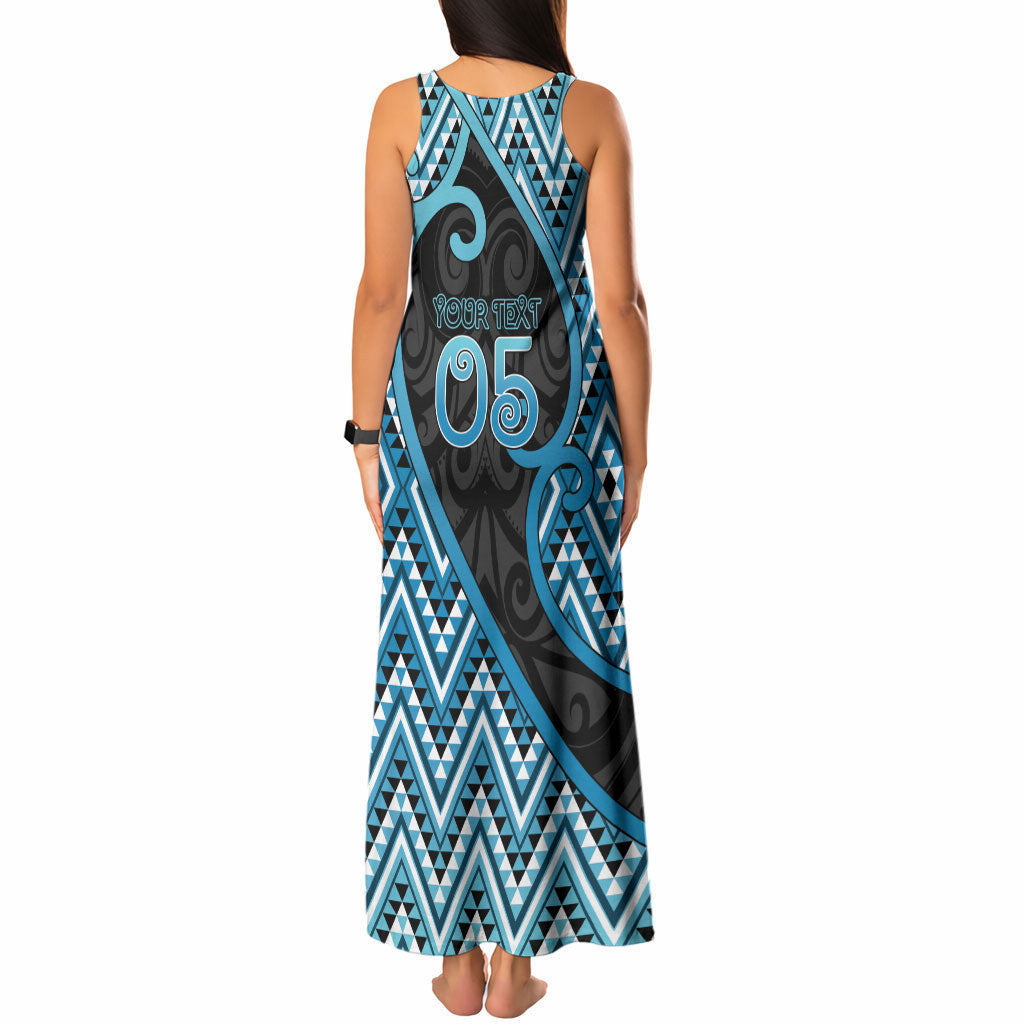 Custom Aotearoa Atua Ranginui Tank Maxi Dress Maori Sky Father Koru Patterns DT05 - Polynesian Pride
