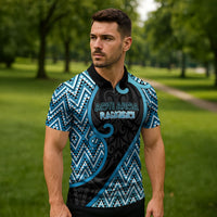 Custom Aotearoa Atua Ranginui Zipper Polo Shirt Maori Sky Father Koru Patterns DT05 - Polynesian Pride