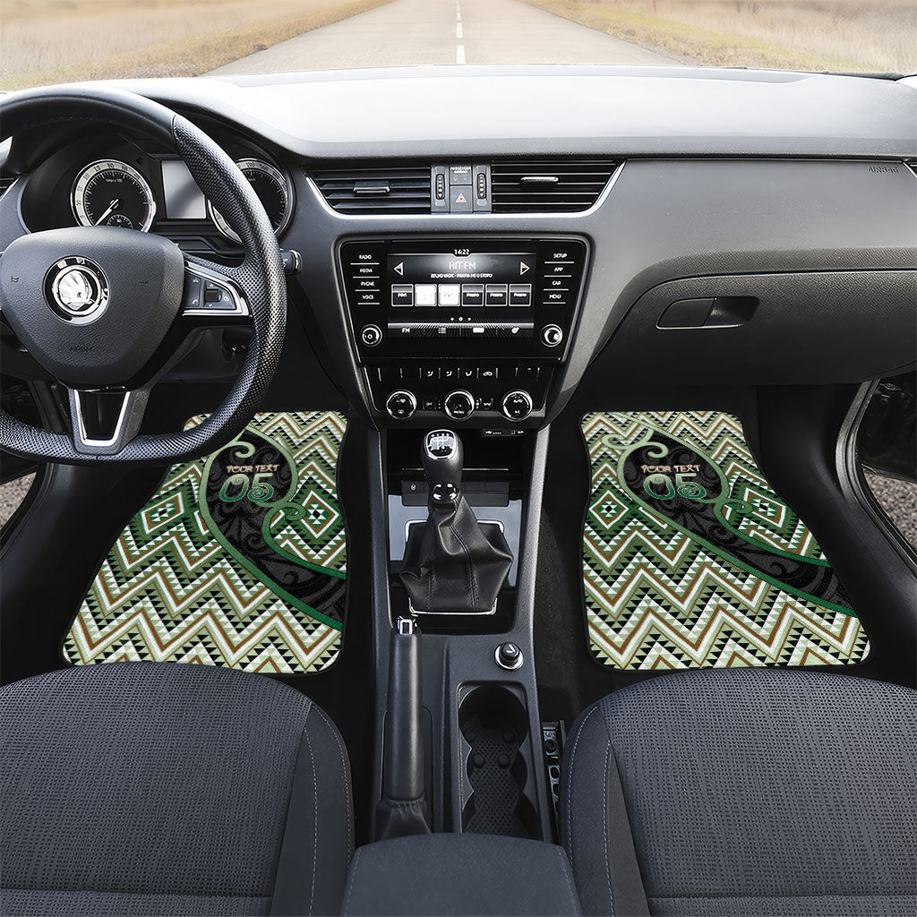 Custom Aotearoa Atua Papatuanuku Car Mats Earth Mother Father Koru Patterns DT05 Set 2pcs - Front Green - Polynesian Pride