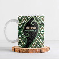Custom Aotearoa Atua Papatuanuku Ceramic Mug Earth Mother Father Koru Patterns DT05 Green - Polynesian Pride