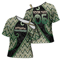 Custom Aotearoa Atua Papatuanuku Cross Shoulder Shirt Earth Mother Father Koru Patterns DT05 - Polynesian Pride