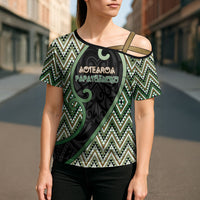 Custom Aotearoa Atua Papatuanuku Cross Shoulder Shirt Earth Mother Father Koru Patterns DT05 - Polynesian Pride