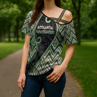 Custom Aotearoa Atua Papatuanuku Cross Shoulder Shirt Earth Mother Father Koru Patterns DT05 - Polynesian Pride