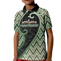 Custom Aotearoa Atua Papatuanuku Kid Polo Shirt Earth Mother Father Koru Patterns DT05 Kid Green - Polynesian Pride