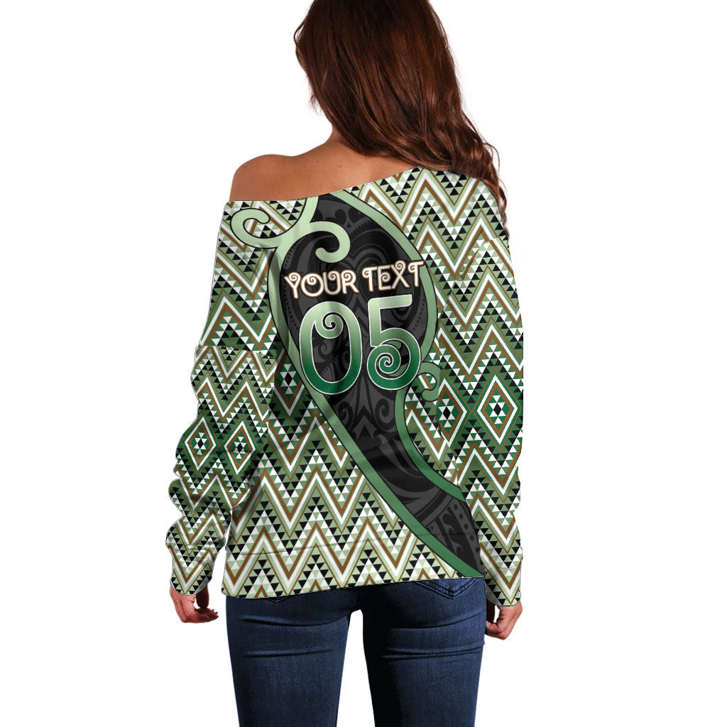 Custom Aotearoa Atua Papatuanuku Off Shoulder Sweater Earth Mother Father Koru Patterns DT05 - Polynesian Pride