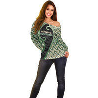 Custom Aotearoa Atua Papatuanuku Off Shoulder Sweater Earth Mother Father Koru Patterns DT05 - Polynesian Pride