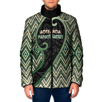 Custom Aotearoa Atua Papatuanuku Padded Jacket Earth Mother Father Koru Patterns DT05 Men Green - Polynesian Pride