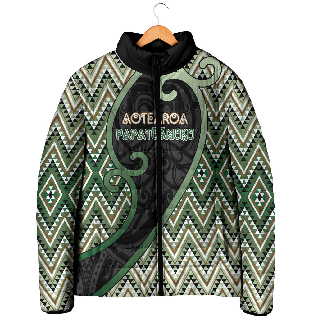Custom Aotearoa Atua Papatuanuku Padded Jacket Earth Mother Father Koru Patterns DT05 - Polynesian Pride
