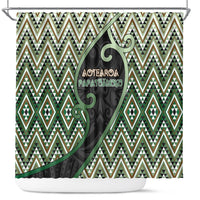 Aotearoa Atua Papatuanuku Shower Curtain Earth Mother Father Koru Patterns DT05 Green - Polynesian Pride
