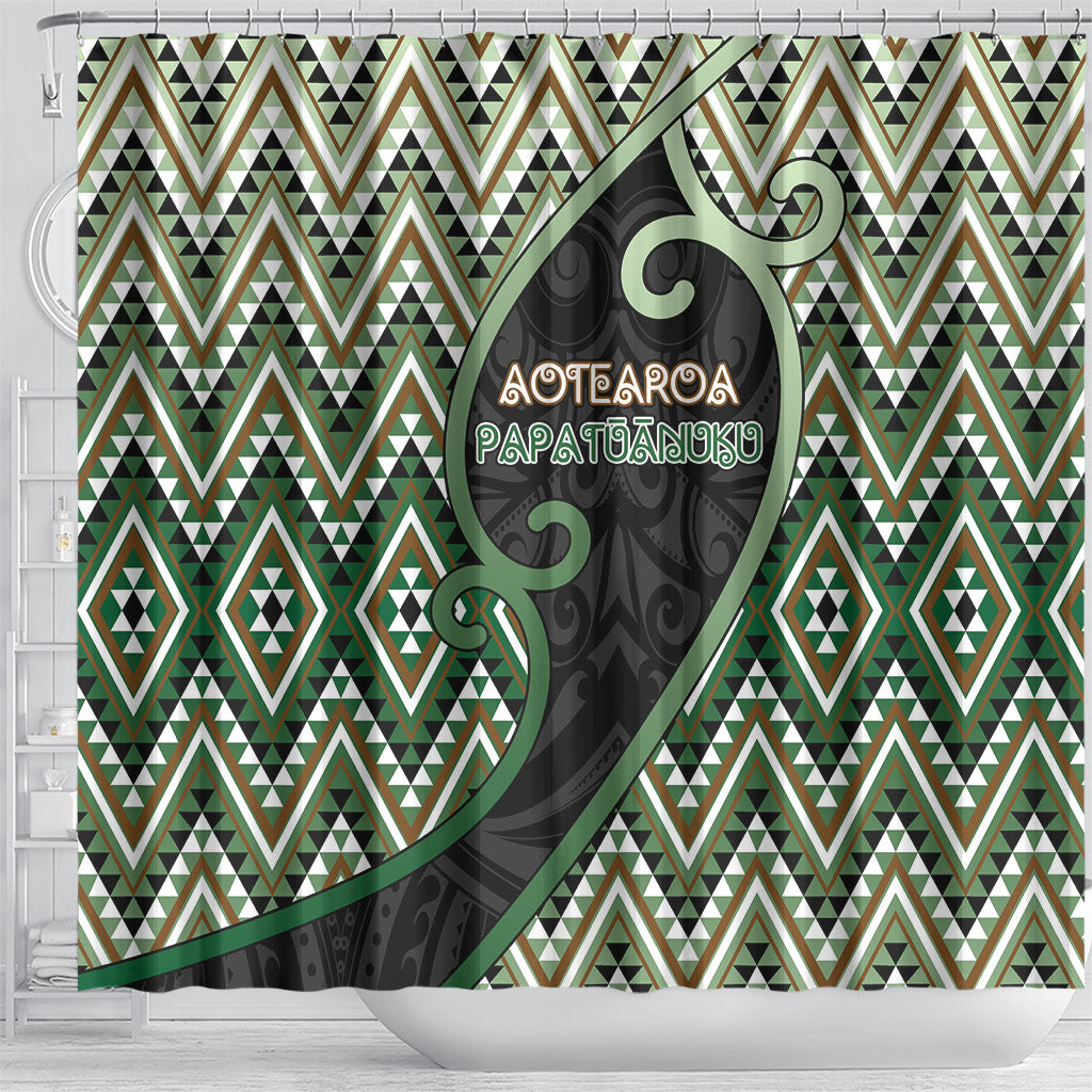 Aotearoa Atua Papatuanuku Shower Curtain Earth Mother Father Koru Patterns DT05 - Polynesian Pride