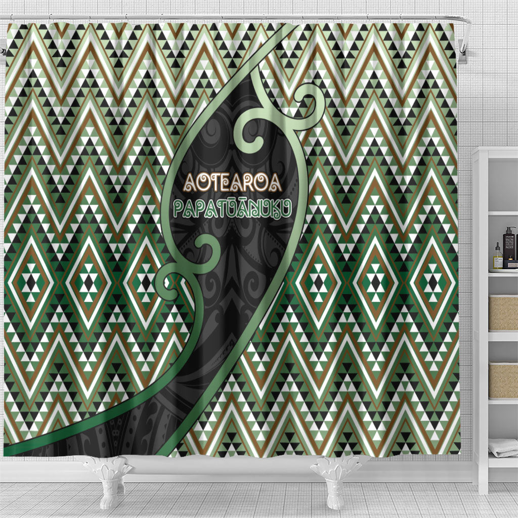 Aotearoa Atua Papatuanuku Shower Curtain Earth Mother Father Koru Patterns DT05 - Polynesian Pride