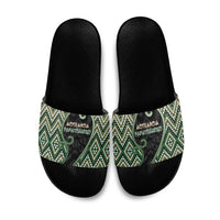 Aotearoa Atua Papatuanuku Slide Sandals Earth Mother Father Koru Patterns DT05 Green - Polynesian Pride