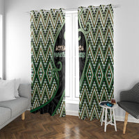 Aotearoa Atua Papatuanuku Window Curtain Earth Mother Father Koru Patterns DT05 With Grommets Green - Polynesian Pride
